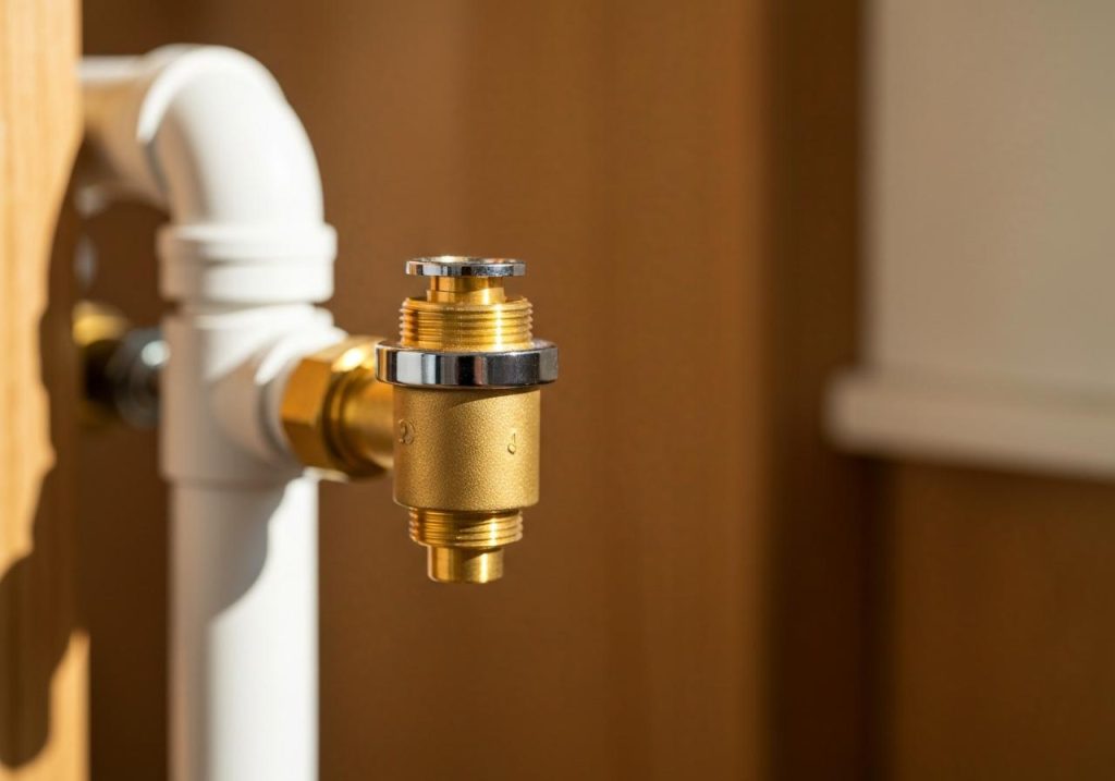 Té de réglage radiateur chauffage central gros plan